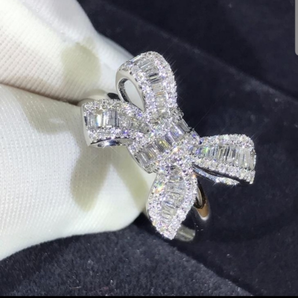 NEW π BOW RING SILVER PLATED - Picture 2 of 6